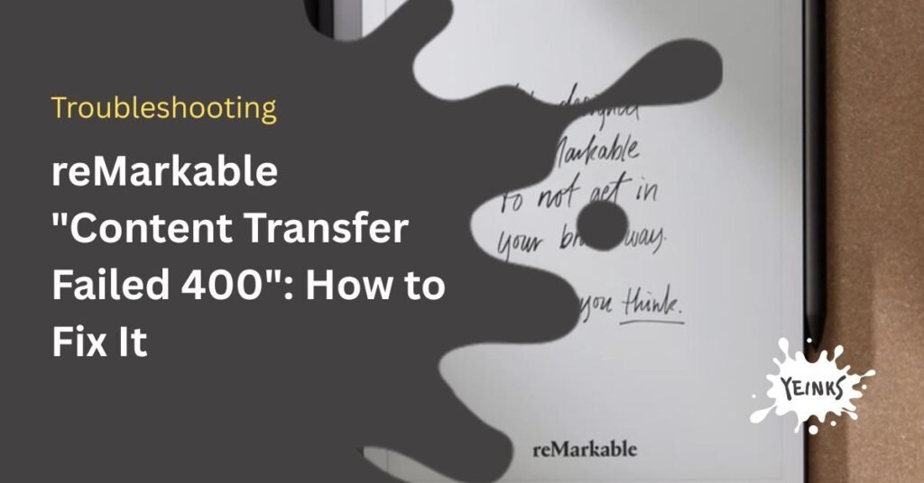 reMarkable 2 showing sync failed error on screen